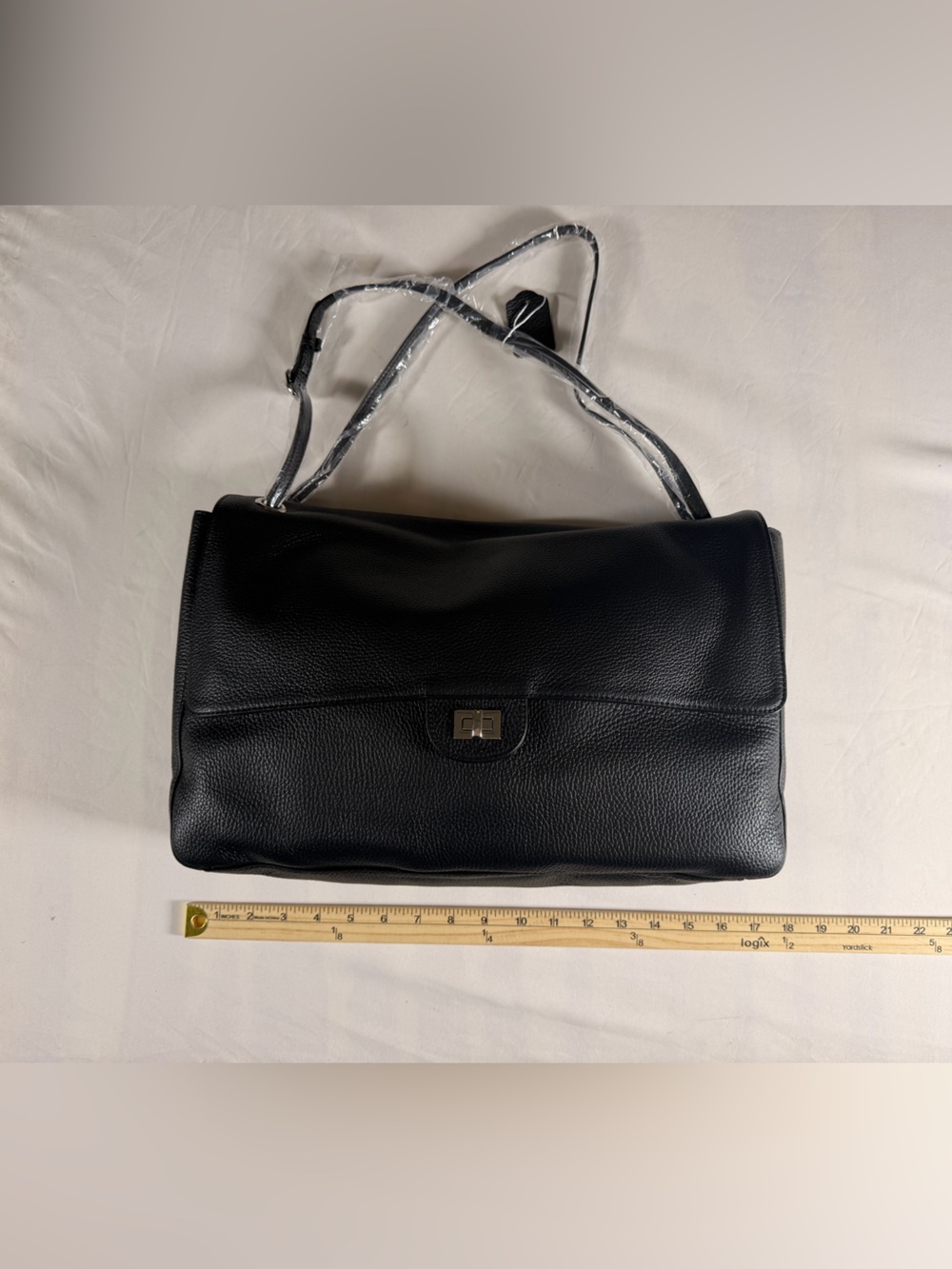 Classic Black Leather Shoulder Bag